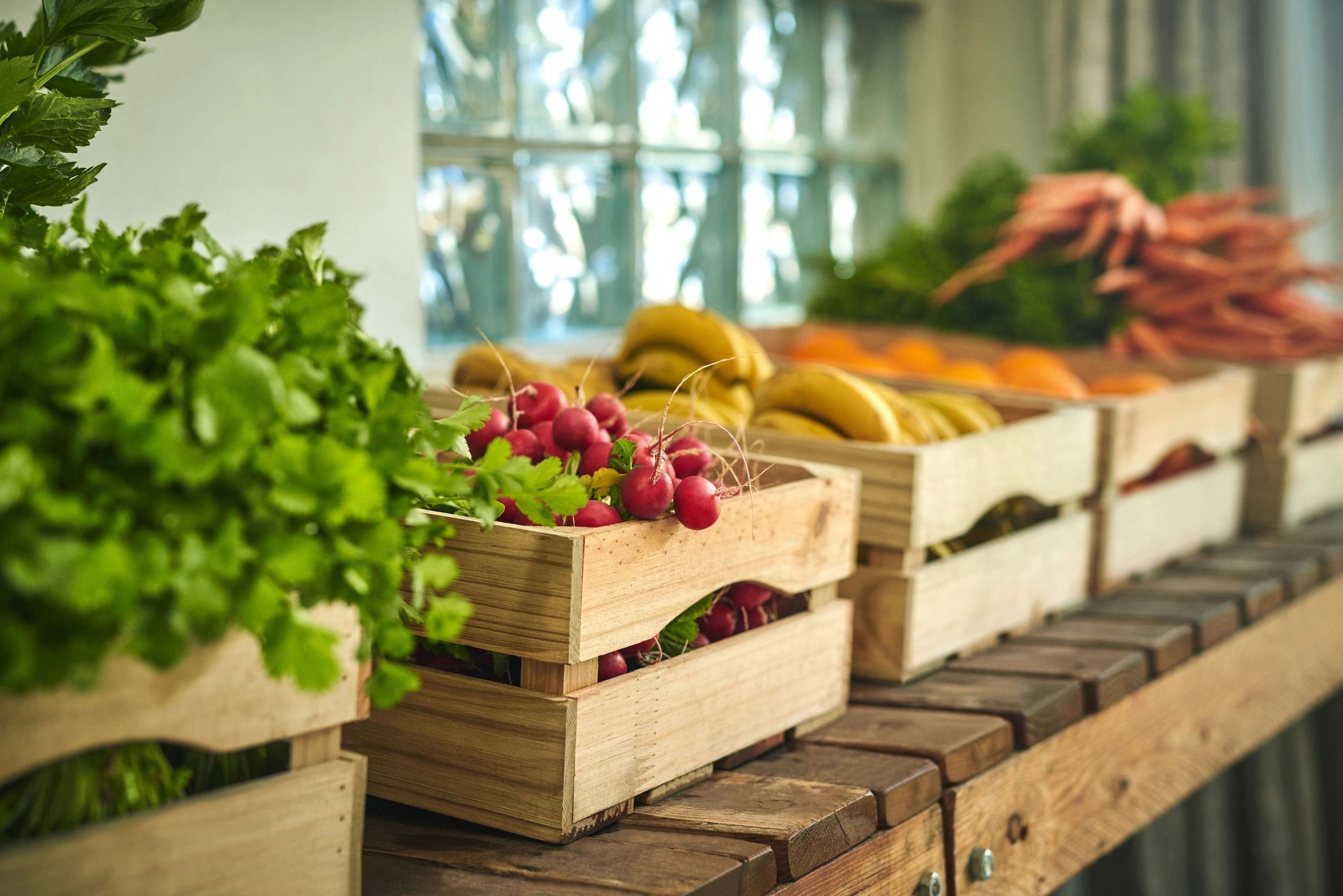 Freshly picked produce in a crate